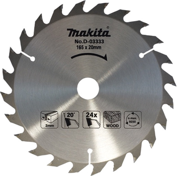 Диск по дереву Makita D-03333 165 x 20 мм 24Z (883811736746)