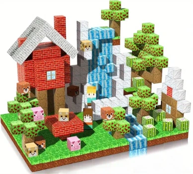 Магнитный конструктор 108шт кубики на магнитах Майнкрафт блоки Minecraft подарочный бокс сундук