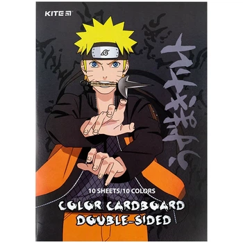 Картон кольоровий двосторонній Kite Naruto А4, 10 аркушів NR24-255