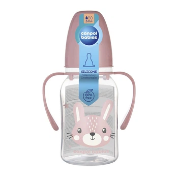 Пляшечка Canpol babies з ручками Cute Animals, рожева, 120 мл 11/823_pin