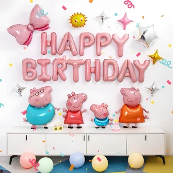 Фотозона З Кульок Happy Birthday Пеппа Family Picnic (18 кульок)