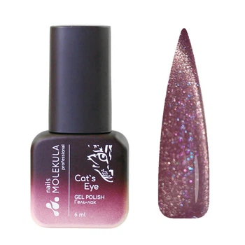 Гель-лак Nails Molekula 9D Cats Eye 917 лиловая роза с серебристым бликом 6 мл