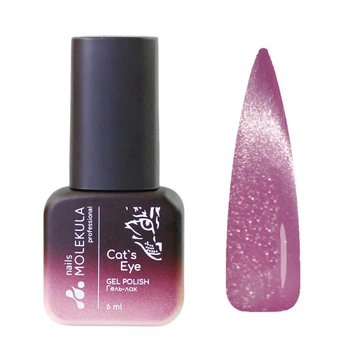 Гель-лак Nails Molekula 9D Cats Eye 916 рожевий квітковий з сріблястим відблиском 6 мл