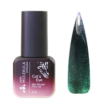 Гель-лак Nails Molekula 9D Cats Eye 901 фиолетово-сине-зеленый объемный блик 6 мл (000207009011)