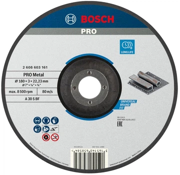 Круг отрезной Bosch PRO Metal 180×3×22.23 мм выпуклый (2608603161)