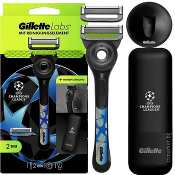 Станок для гоління чоловічий (Бритва) Gillette Labs CHAMPIONS LEAGUE + 2 картриджа з кріпленням та КЕЙСОМ