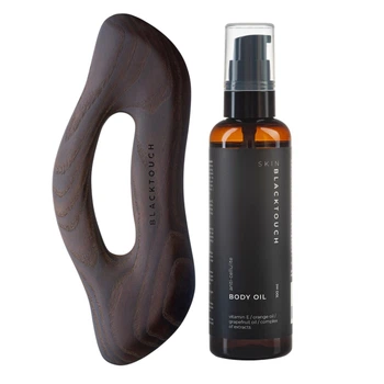 Комплект Дерев'яний шкребок Body Dark + Антицелюлітна олія для тіла