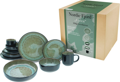 Набір столового посуду CreaTable Nordic Fjord Green із 10 предметів на 2 персони кераміка зелений