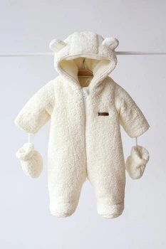 Сплошной комбинезон детский зимний для новорожденных MagBaby Teddy 112353 68 см Молочный