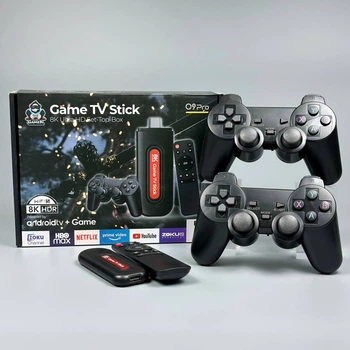 Портативная игровая консоль Android TV Stick + 2 беспроводных джойстика Q9 Pro 8K Черный 59043