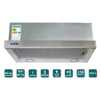 Вытяжка Ventolux Garda 60 Inox (900) LED, нержавеющая сталь, 600 мм, 64 дБ(TO_00-00007818)
