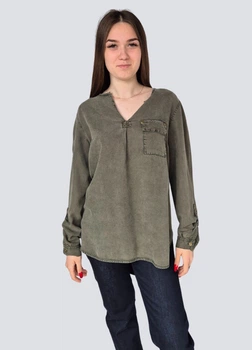 Блуза-рубашка женская свободная удлиненная F&F Серо-зеленая 15322 XL (50)