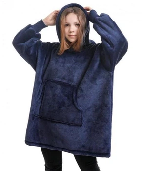 Толстовка-плед с капюшоном Huggle Hoodie двухсторонняя синий