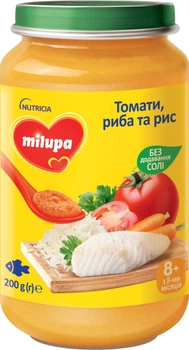Овочево-рибне пюре Milupa Томати-риба-рис для дітей від 8 місяців 200 г (5900852064432)