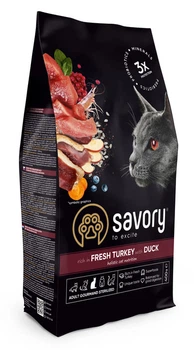 Сухий для стерилізованих котів Savory Adult Cat Steril Fresh Turkey and Duck з індичкою та качкою 400 г