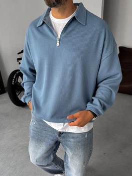Чоловічий світшот TR Half Zip oversize M блакитний