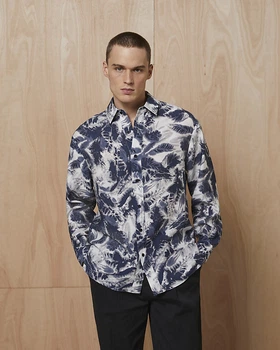 Сорочка River Island сірий в сині візерунки OILRX014 L