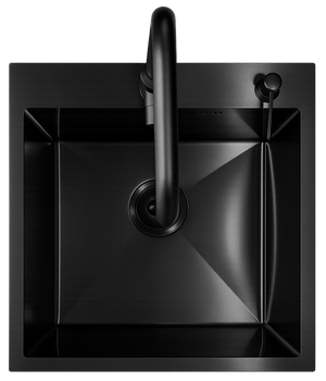 Кухонна мийка AQUAMARIN VLS51 Black (Матова)+Змішувач+Дозатор+Сифон