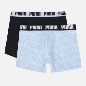 Набор трусов боксеров мужских хлопковых Puma Men Logo Print Boxers 2P 94712403 S 2 шт Light Blue (8720245967198)