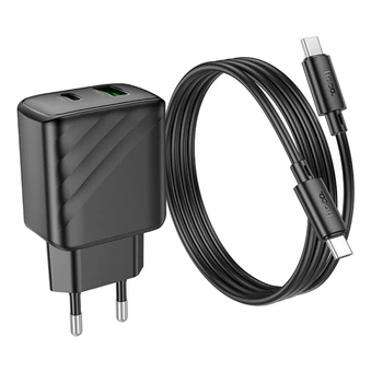 Зарядний пристрій Hoco CS23A 1USB 1USB-C PD/QC 30W + Type-C to Type-C Cable Black