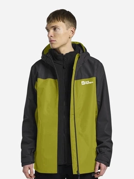 Куртка демисезонная с капюшоном мужская Jack Wolfskin Taubenberg 3In1 Jkt M 1115311-M0053 S Графитовая с желтым (4064886600200)