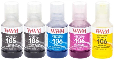Краска для принтера чорнило водорозчинні та пігментні WWM for Epson L7160/7180 Color 140 мл комплект 5 штук