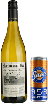 Набір вин Marlborough Sun Sauvignon Blanc біле сухе 0.75 л + Коктейль ігристе вино Santero Spritz Ready To Drink 958 0.25 л (1121001124997)