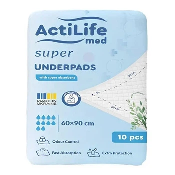 Пеленки для младенцев ActiLife Med Super 60 х 90, 10 шт (4820174981433)