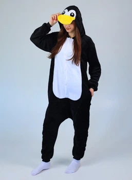 Жіноча кігурумі піжама доросла та підліткова My kigu Костюм Пінгвін Чорний S 145-155 см (MK551066)