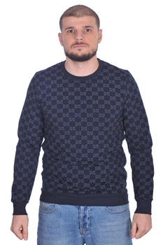 Світшот з логотипом Gucci 24-24K-9418 L темно-синій