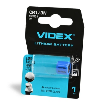 Батарейка литиевая Videx CR1/3N 3V 1шт BLISTER (3745)