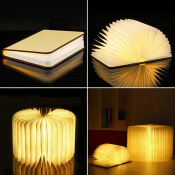 Настольный светодиодный ночник в виде книги UKC Folding Book Lamp арт.29954, светлое дерево