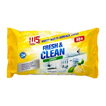 Вологі серветки для прибирання W5 Fresh&Clean Lemon 80 шт