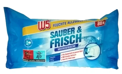 Вологі серветки для прибирання зі свіжим ароматом W5 Sauber&Frish Meeresfrische 80шт