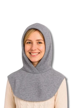 Женский капор-капюшон из ангоры с манишкой на флисе (One-size) Серый