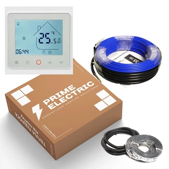 Комплект теплого пола кабель Prime Electric 15 м²-18,8 м²/3000 Вт 20 Вт/м с программируемым Wi-Fi терморегулятором белым 150 м (PM20-K0224)