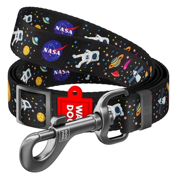 Повідець для собак нейлоновий WAUDOG Nylon «NASA», регульований, S, ширина 15 мм, довжина 152–183 см, арт. 5351