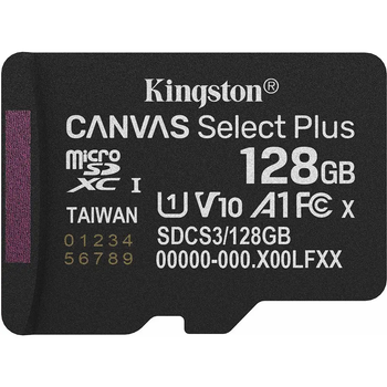 Карта памяти Kingston 128GB microSDXC class 10 UHS-I U3 V30 A1 Canvas Select Plus (SDCS3/128GB)