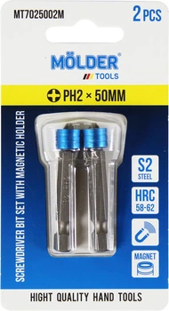 Насадка для отвертки PH2 50мм. (Molder Tools) 2шт. с магнитным держателем S2 (бита) (MT7025002M)