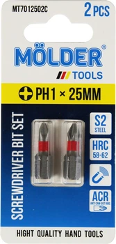 Насадка для отвертки PH1 25мм. (Molder Tools) 2шт. цветная маркировка S2 (бита) (MT7012502C)