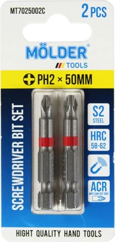 Насадка для отвертки PH2 50мм. (Molder Tools) 2шт. цветная маркировка S2 (бита)