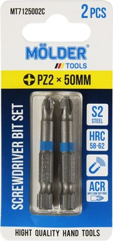 Насадка для отвертки PZ2 50мм. (Molder Tools) 2шт. цветная маркировка S2 (бита) (MT7125002C)
