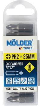 Насадка для отвертки PH2 25мм. (Molder Tools) 10шт. S2 (бита) (MT7022510)