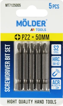 Насадка для викрутки PZ2 50мм. (Molder Tools) 5шт. S2 (біта) MT7125005