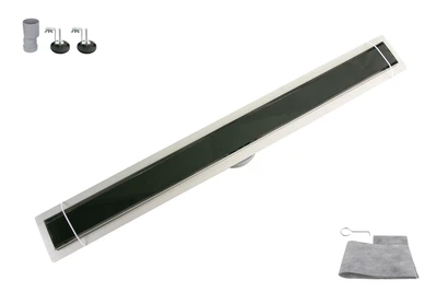Трап душевой OCEAN из нержавеющей стали 70*900мм Glass Black