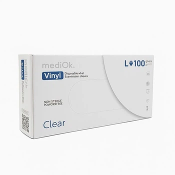 Вінілові рукавички Clear (безбарвні), L, 100 шт