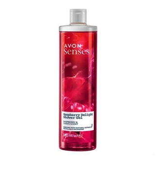Увлажняющий гель для душа Avon Senses Малиновое удовольствие Raspberry Delight Shower Gel с малиной и черной смородиной (Raspberry & Cassis scent) 500мл