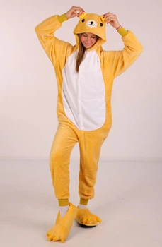 Женская кигуруми пижама взрослая и подростковая Kigurumi Мишка Тэдди Рилакума Желтый L 165-175 см. (1044)