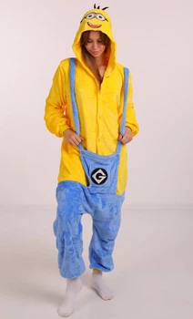 Женская кигуруми пижама взрослая и подростковая Kigurumi Миньон Желтый XL 175-185 см. (1047)