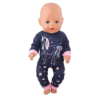 Одяг для ляльки розміром 43 см пупса Baby Born або American Girl Бебі Борн Костюм синя піжама Єдиноріг
